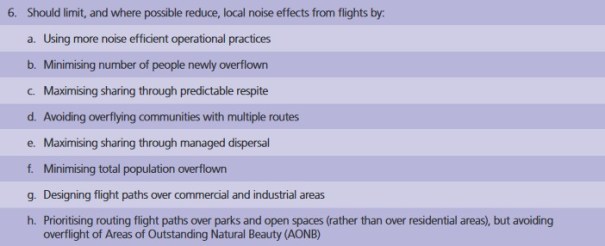 Should limit, and where possible reduce, local noise effects from flights by: Minimising number of people newly overflown